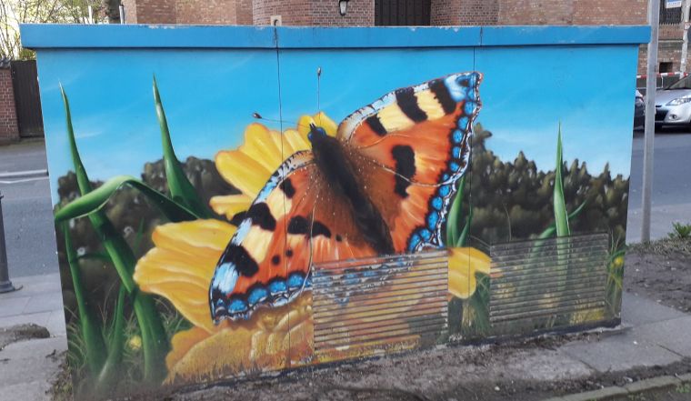 Stadtwerke Bonn Graffitti Schmetterling am Hofgarten